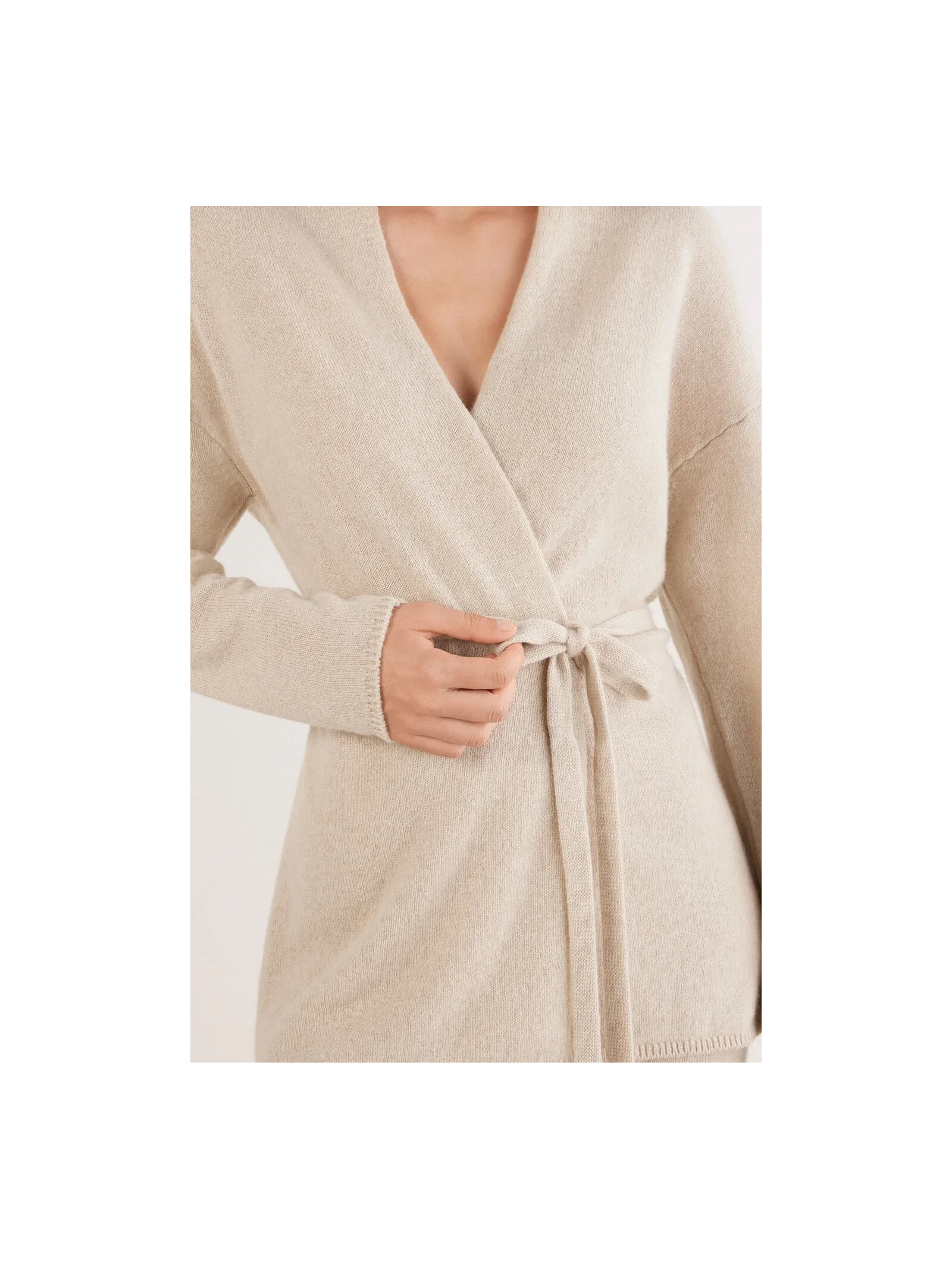 Cardigan Com Cinto 100% Cashmere Bege Intimissimi