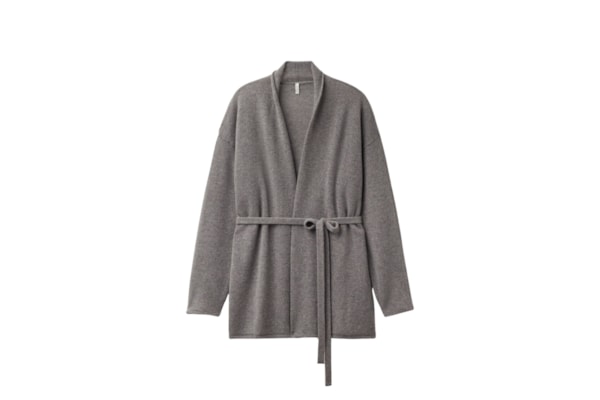 Cardigan Com Cinto 100% Cashmere - Cinza