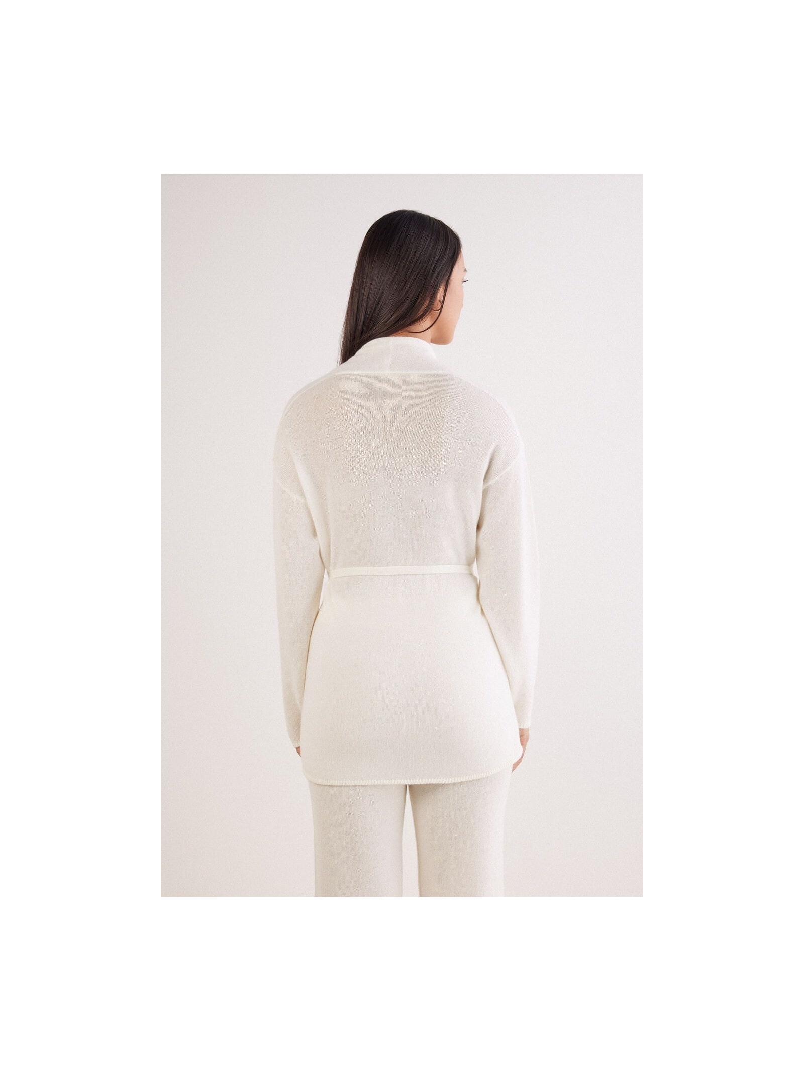 Cardigan Com Cinto 100% Cashmere Marfim Intimissimi