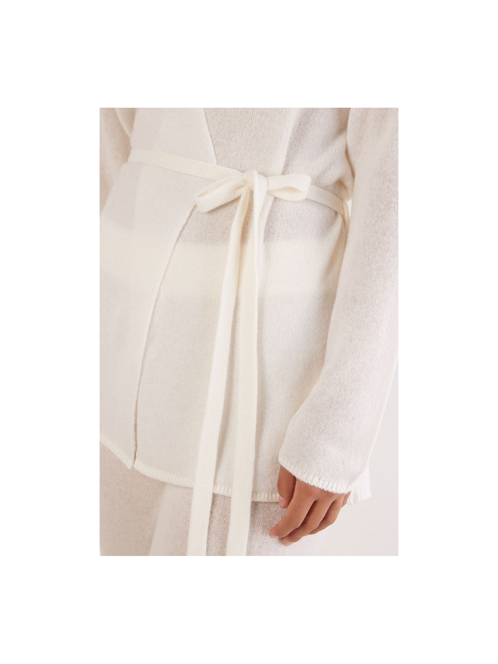 Cardigan Com Cinto 100% Cashmere Marfim Intimissimi
