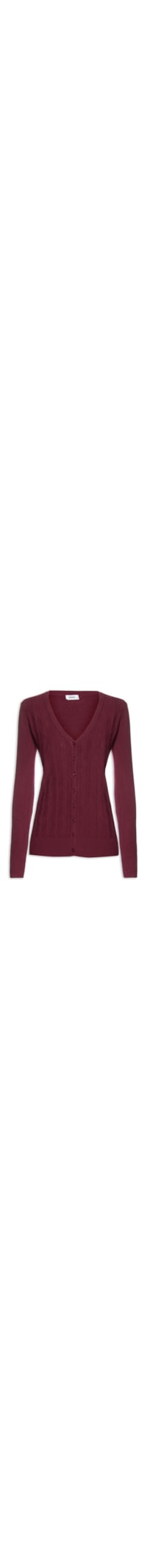 Cardigan Feminino Abotoamento Com Decote Em V - Vinho