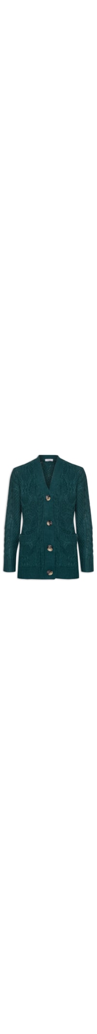 Cardigan Feminino Alongado Com Bolsos Frontais - Verde