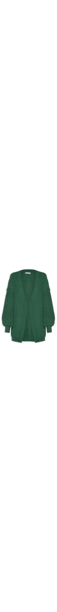 Cardigan Feminino Alongado Com Detalhe Nas Mangas - Verde