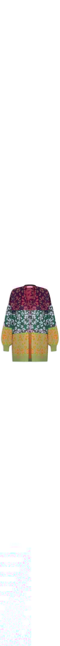 Cardigan Feminino Animal Print Colorido - Verde