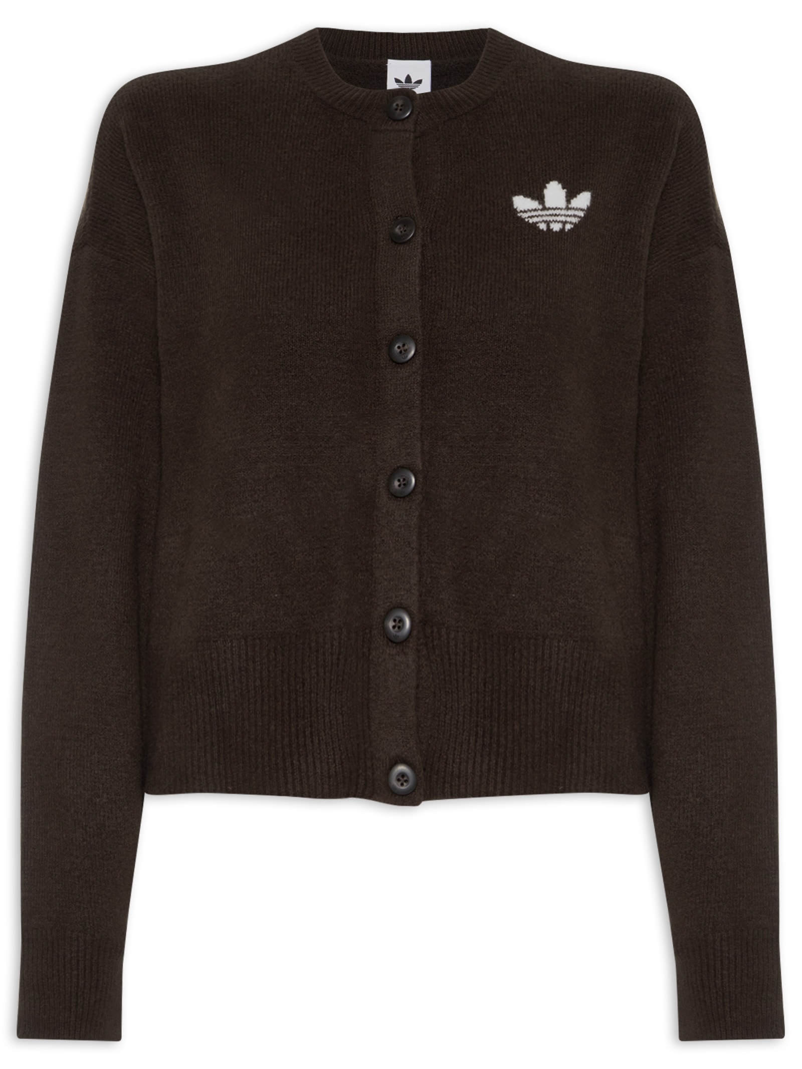 Cardigan Feminino Botão Cropped Marrom Adidas Originals