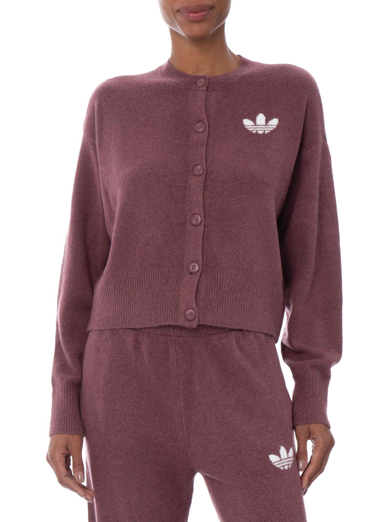 Cardigan Feminino Botão Cropped Rosa Adidas Originals