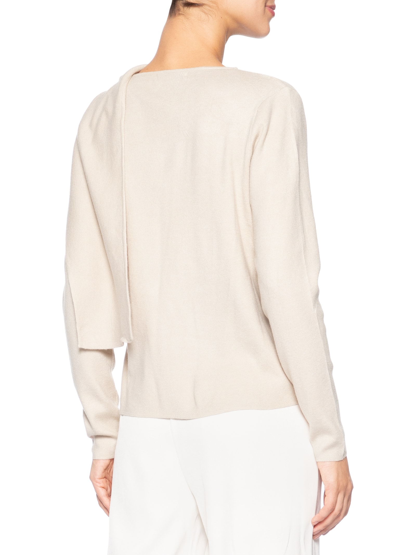 Cardigan Feminino com Botões e Cachecol em Tricot Bege '2Essential