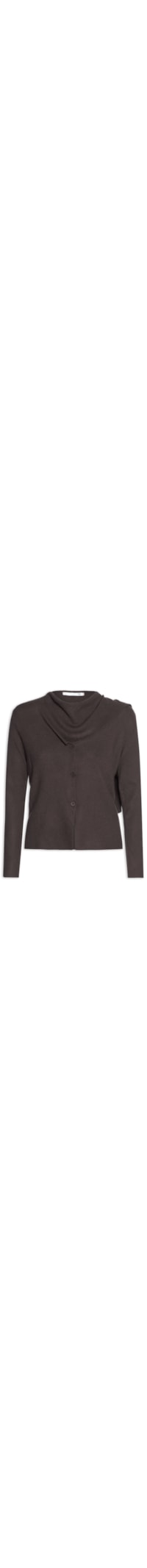 Cardigan Feminino com Botões e Cachecol em Tricot - Marrom