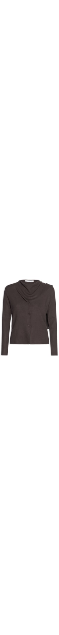 Cardigan Feminino com Botões e Cachecol em Tricot - Marrom