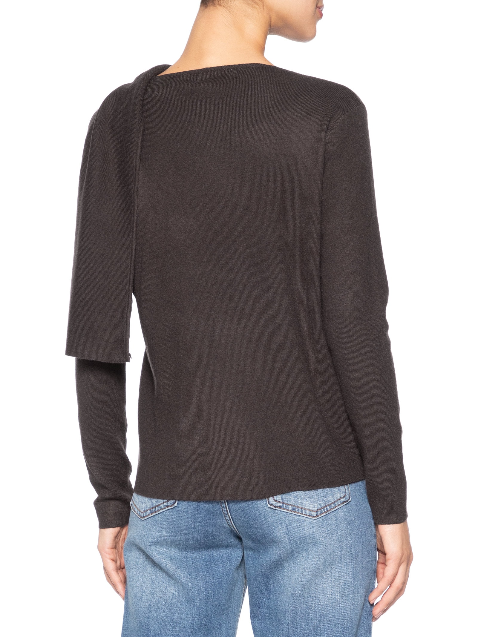 Cardigan Feminino com Botões e Cachecol em Tricot Marrom '2Essential