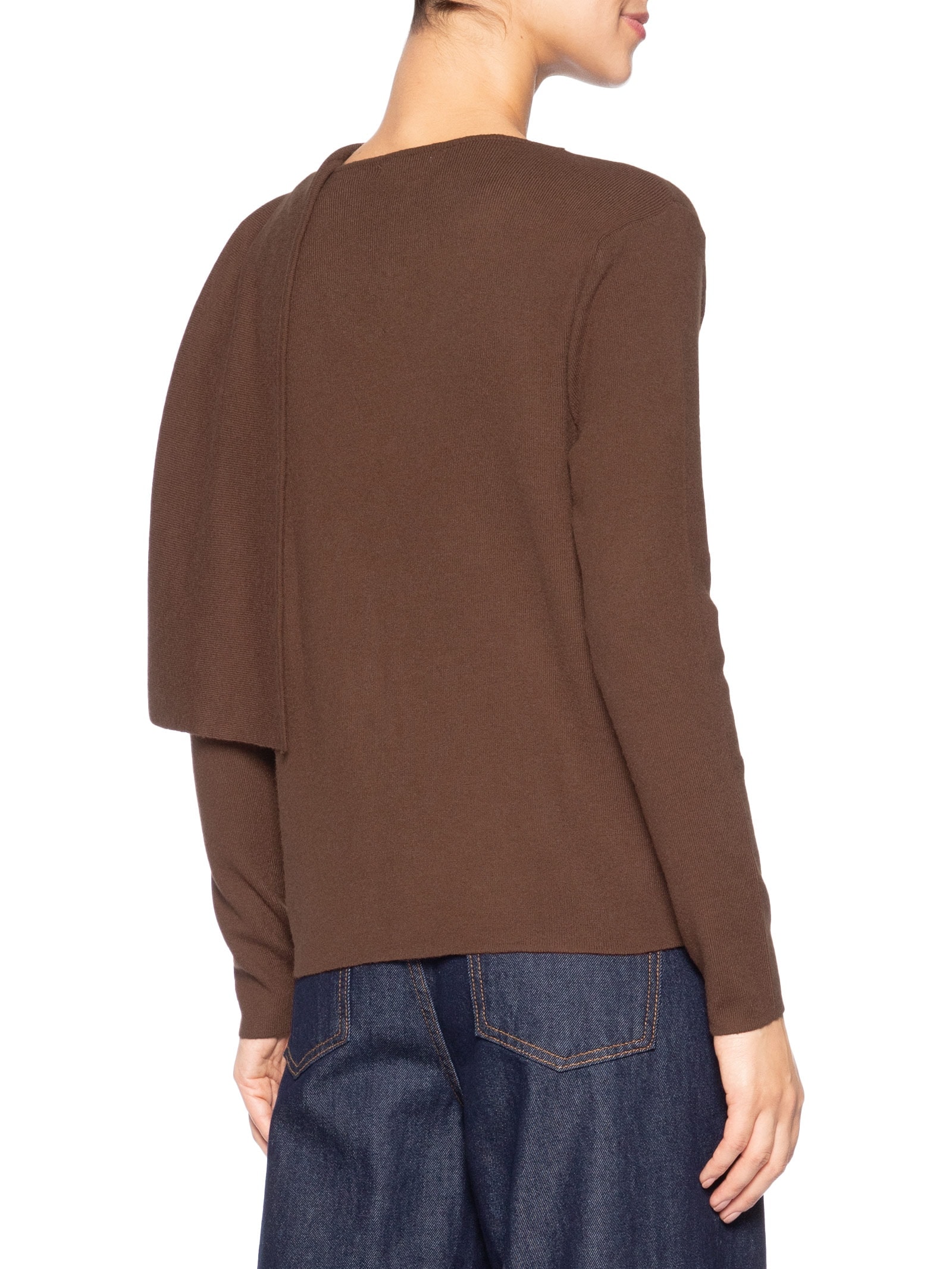 Cardigan Feminino com Botões e Cachecol em Tricot Marrom '2Essential