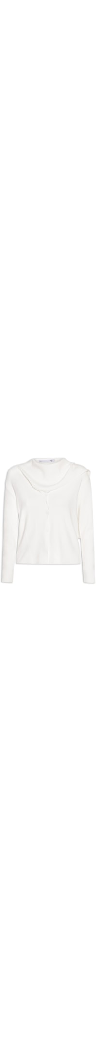 Cardigan Feminino com Botões e Cachecol em Tricot - Off White