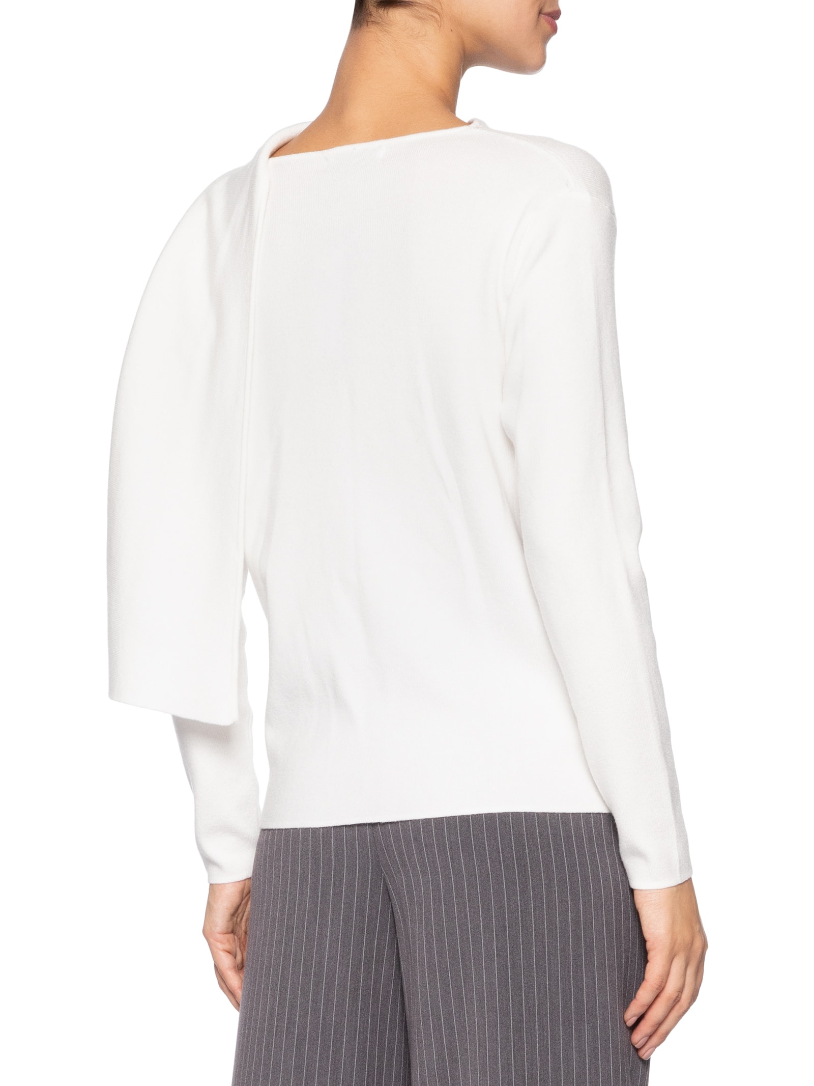 Cardigan Feminino com Botões e Cachecol em Tricot Off White '2Essential