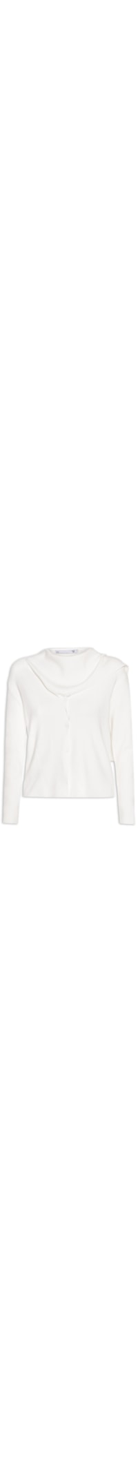 Cardigan Feminino com Botões e Cachecol em Tricot - Off White