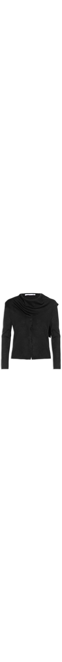 Cardigan Feminino com Botões e Cachecol em Tricot - Preto