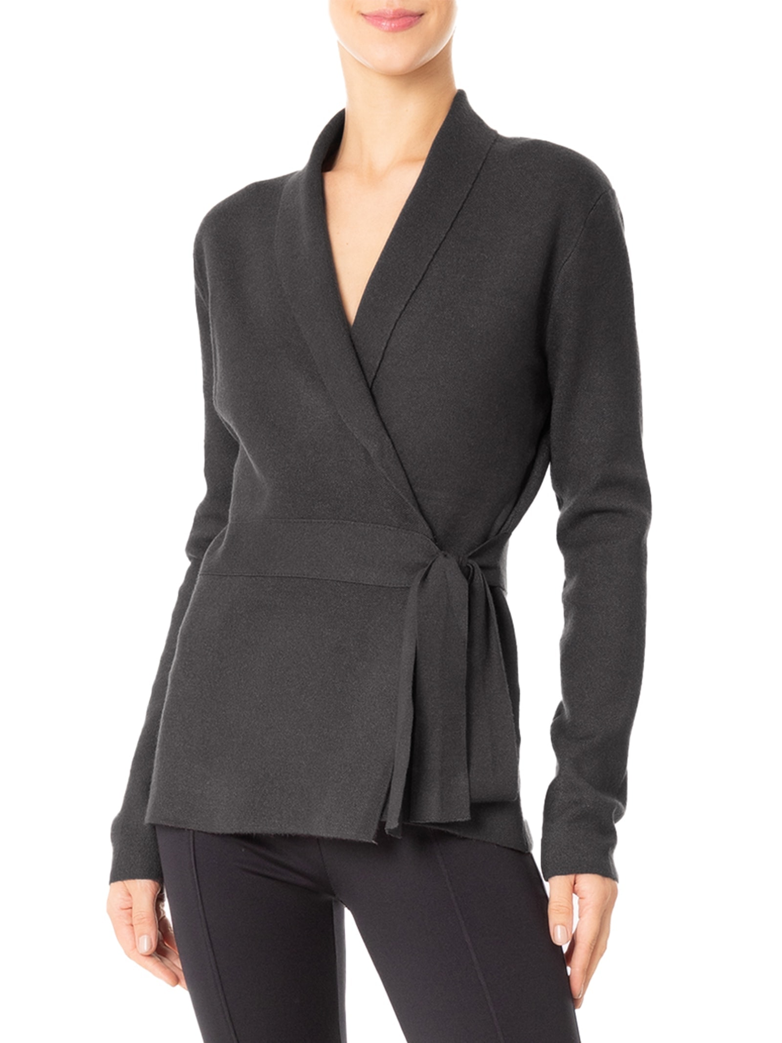 Cardigan Feminino Com Cinto Em Tricot Cinza '2Essential