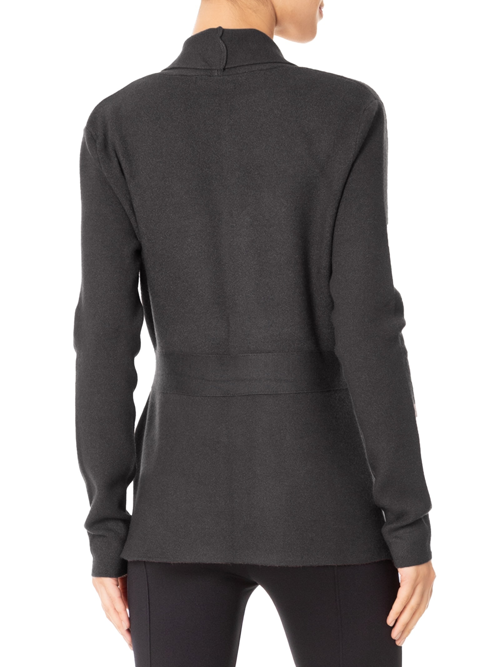 Cardigan Feminino Com Cinto Em Tricot Cinza '2Essential