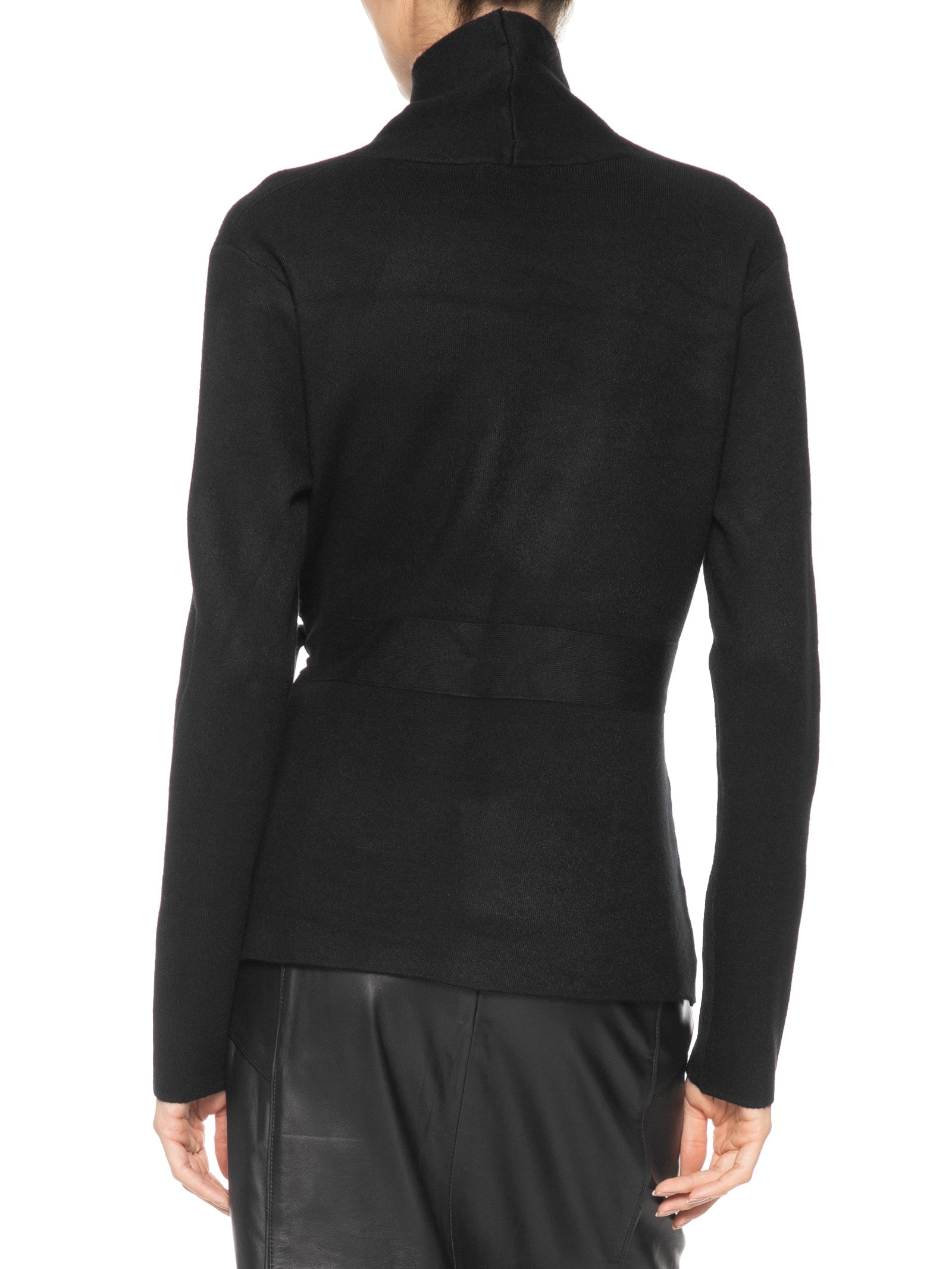 Cardigan Feminino Com Cinto Em Tricot Preto '2Essential