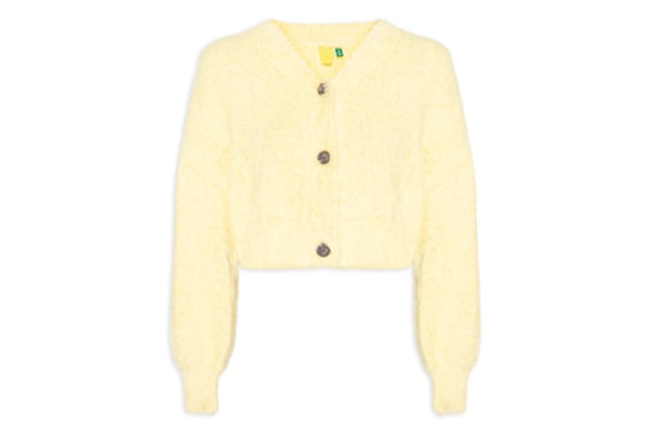 Cardigan Feminino Curto Pelinho - Amarelo
