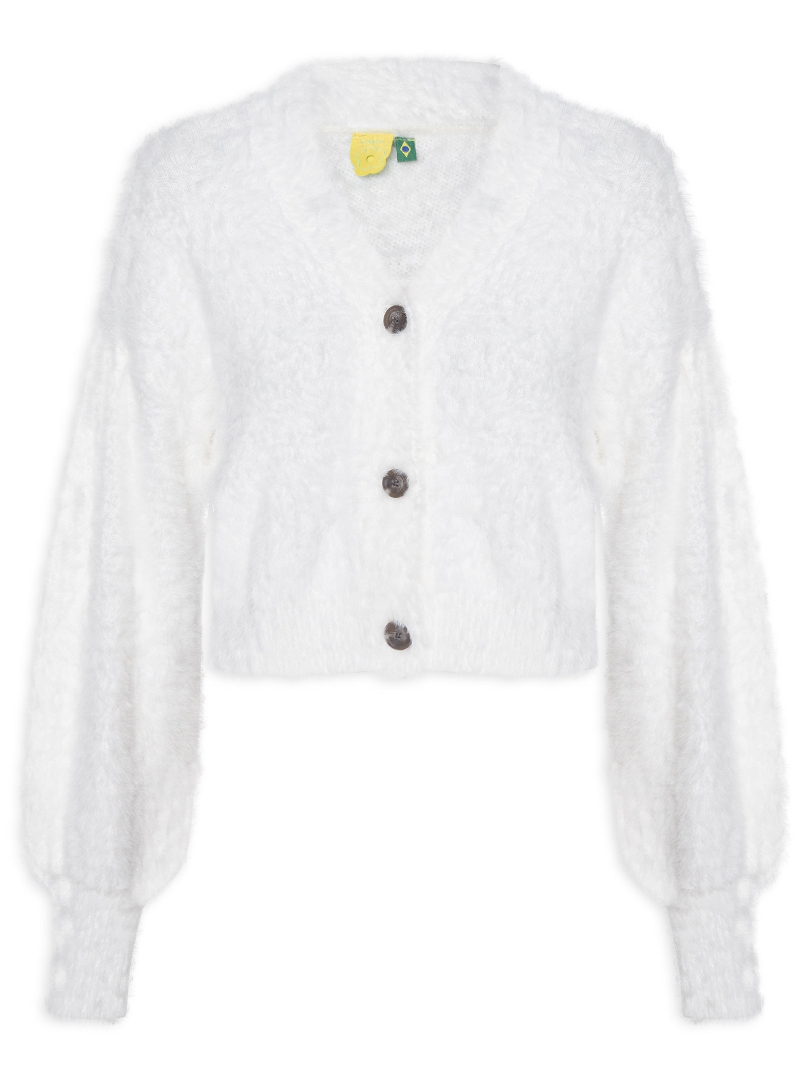 Cardigan Feminino Curto Pelinho Branco Farm
