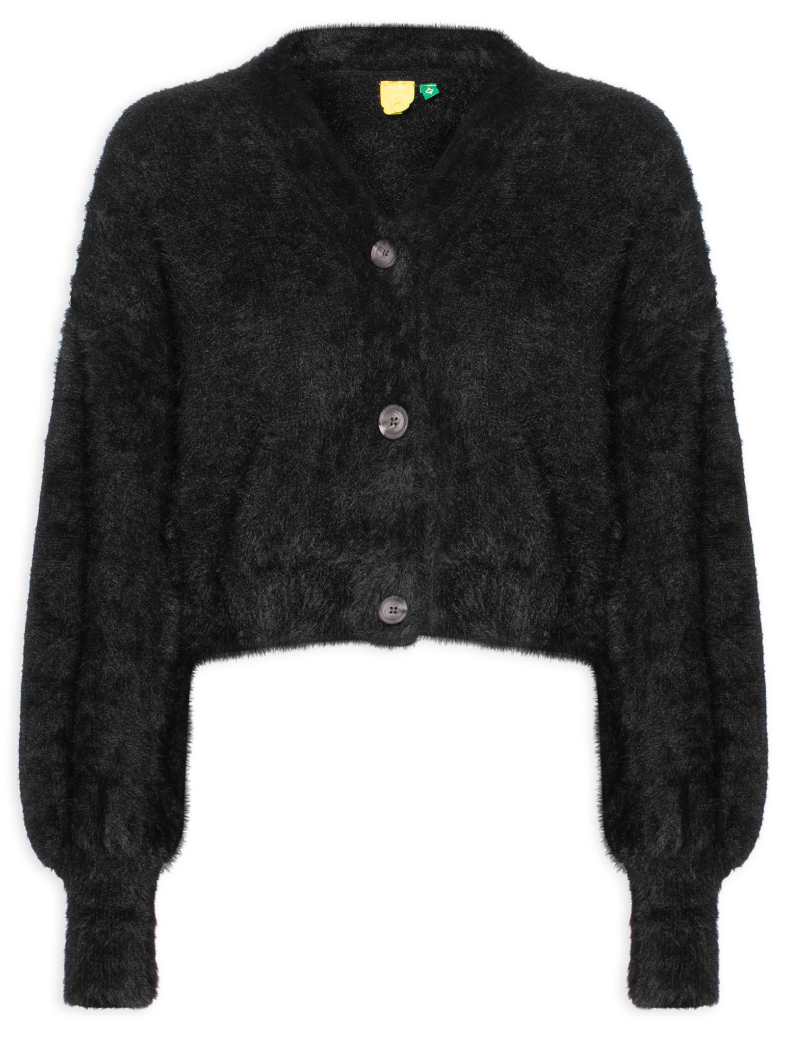 Cardigan Feminino Curto Pelinho Preto Farm