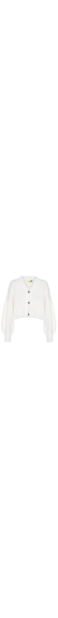 Cardigan Feminino Curto Pelinho Tricot - Branco