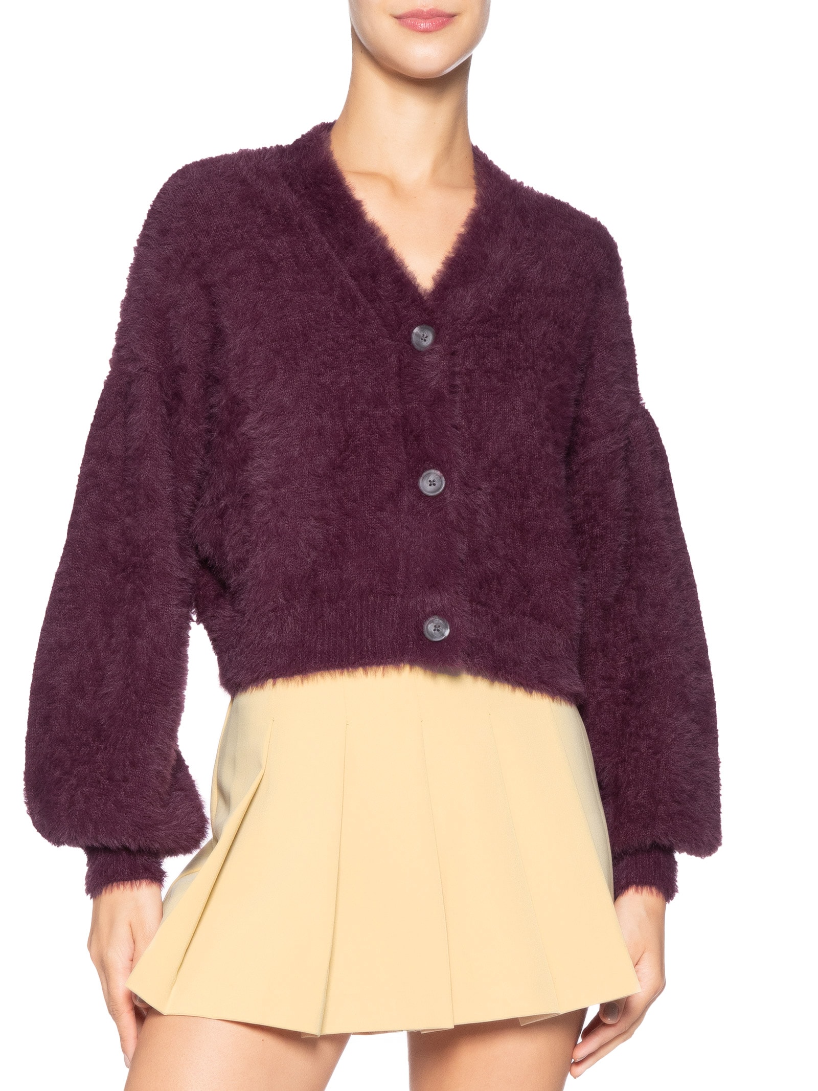 Cardigan Feminino Curto Pelinho Vermelho Farm