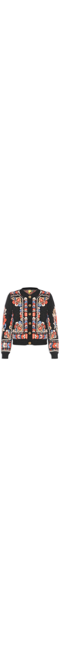 Cardigan Feminino Curto Tricot Antuerpia - Preto