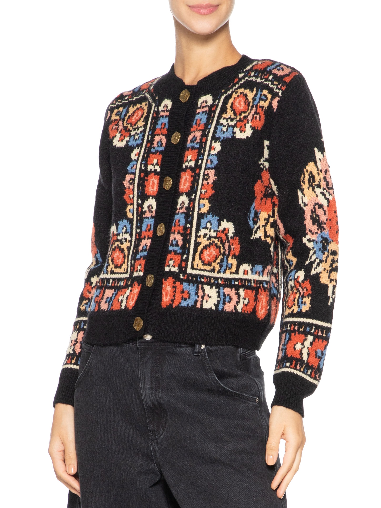 Cardigan Feminino Curto Tricot Antuerpia Preto Farm