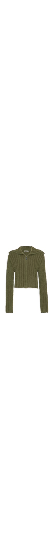 Cardigan Feminino De Tricot Com Zíper Pelinho - Verde