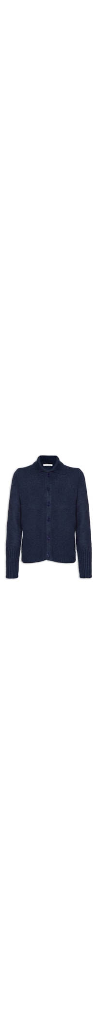 Cardigan Feminino De Tricot Polo Com Botões - Azul