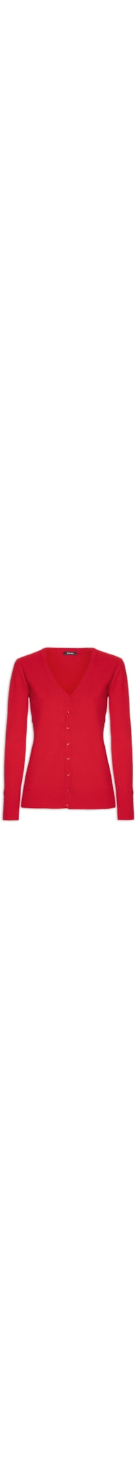 Cardigan Feminino Decote V Com Botões - Vermelho