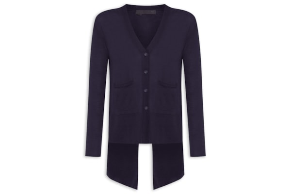 Cardigan Feminino Fenda Puro Cashmere Light - Azul