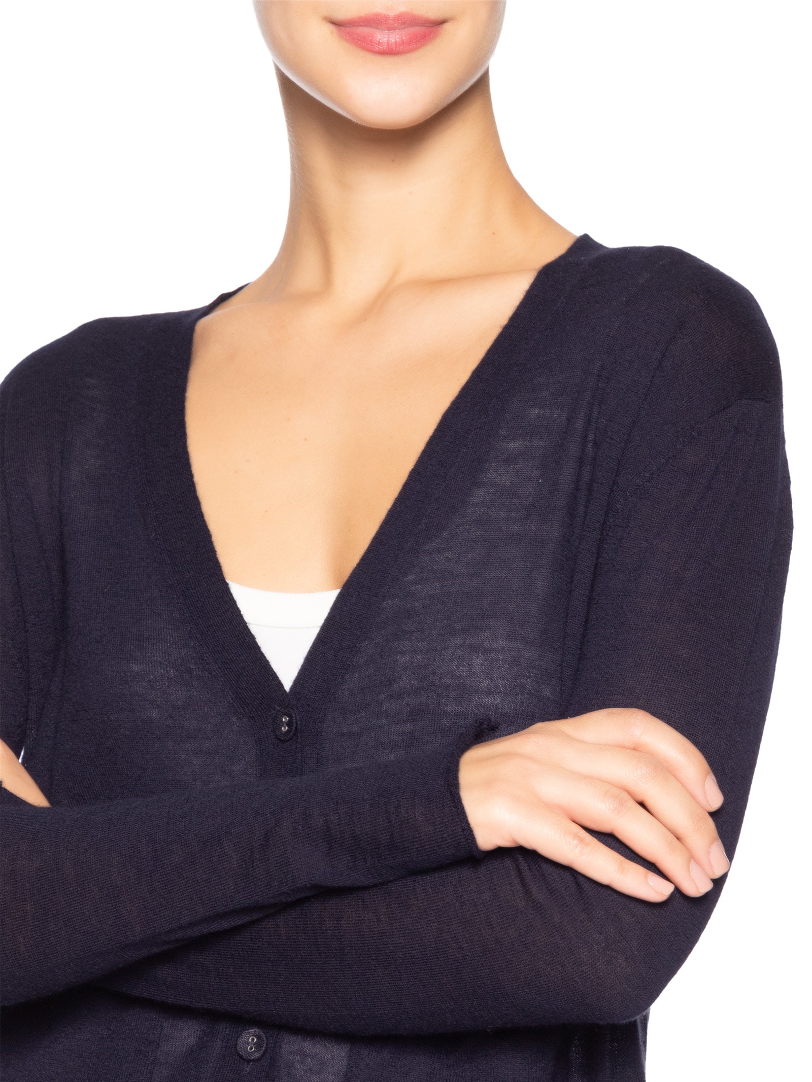 Cardigan Feminino Fenda Puro Cashmere Light Azul '2Essential