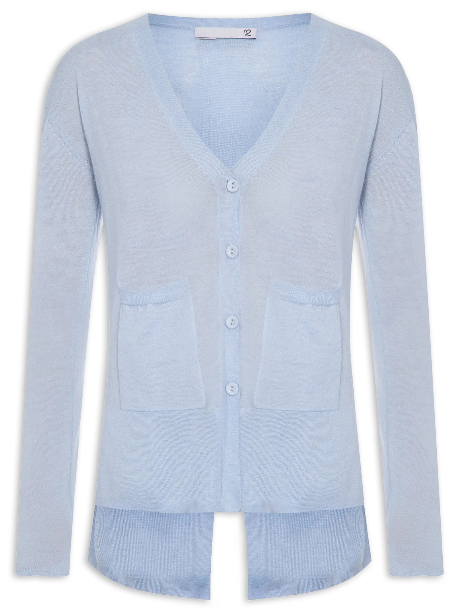 Cardigan Feminino Fenda Puro Cashmere Light Azul '2Essential