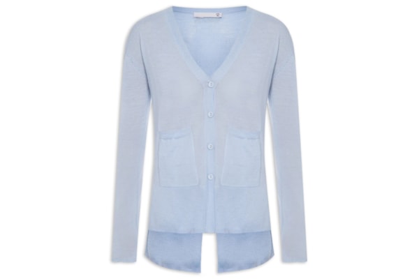 Cardigan Feminino Fenda Puro Cashmere Light - Azul