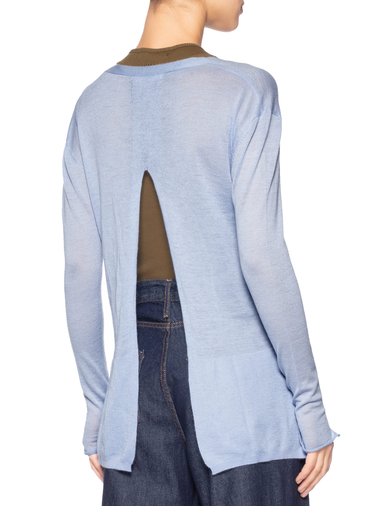 Cardigan Feminino Fenda Puro Cashmere Light Azul '2Essential