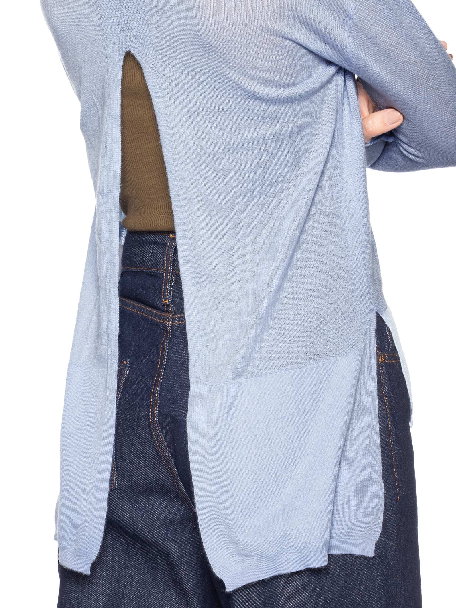 Cardigan Feminino Fenda Puro Cashmere Light Azul '2Essential