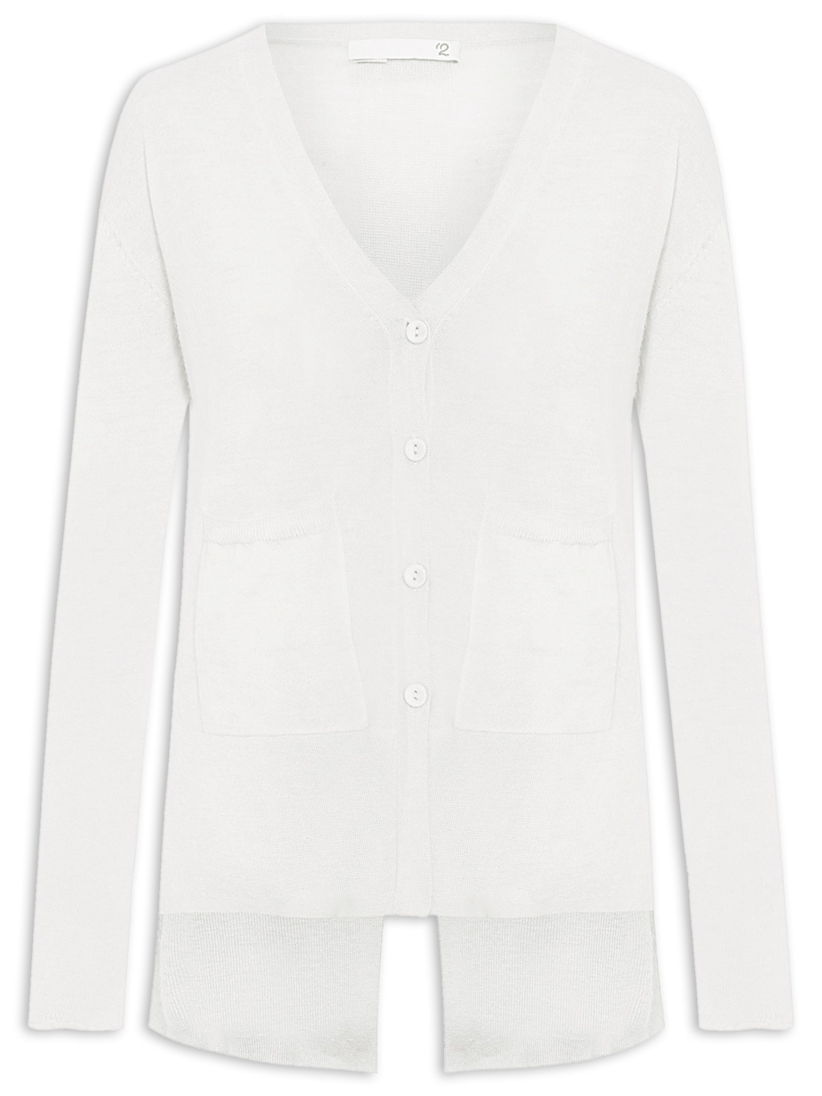 Cardigan Feminino Fenda Puro Cashmere Light Branco '2Essential