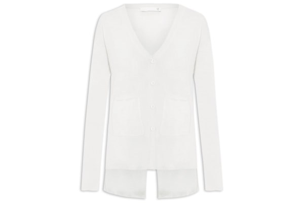 Cardigan Feminino Fenda Puro Cashmere Light - Branco
