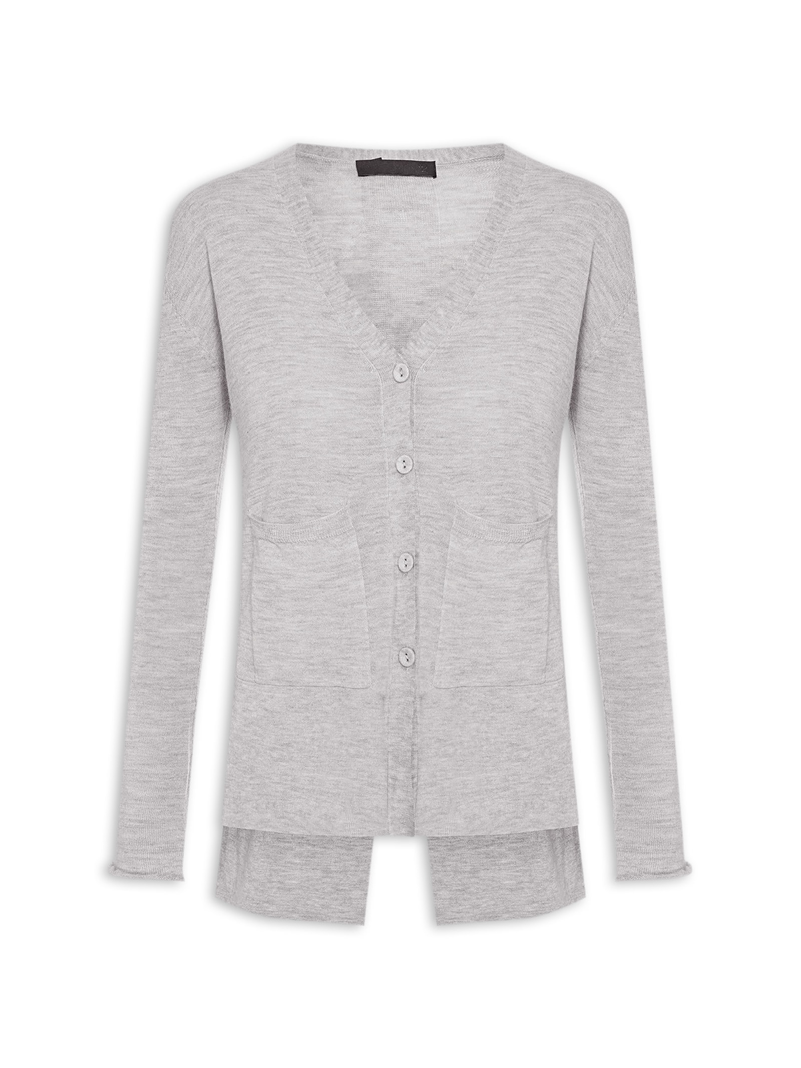 Cardigan Feminino Fenda Puro Cashmere Light Cinza '2Essential
