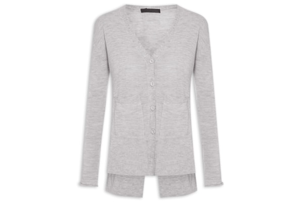 Cardigan Feminino Fenda Puro Cashmere Light - Cinza