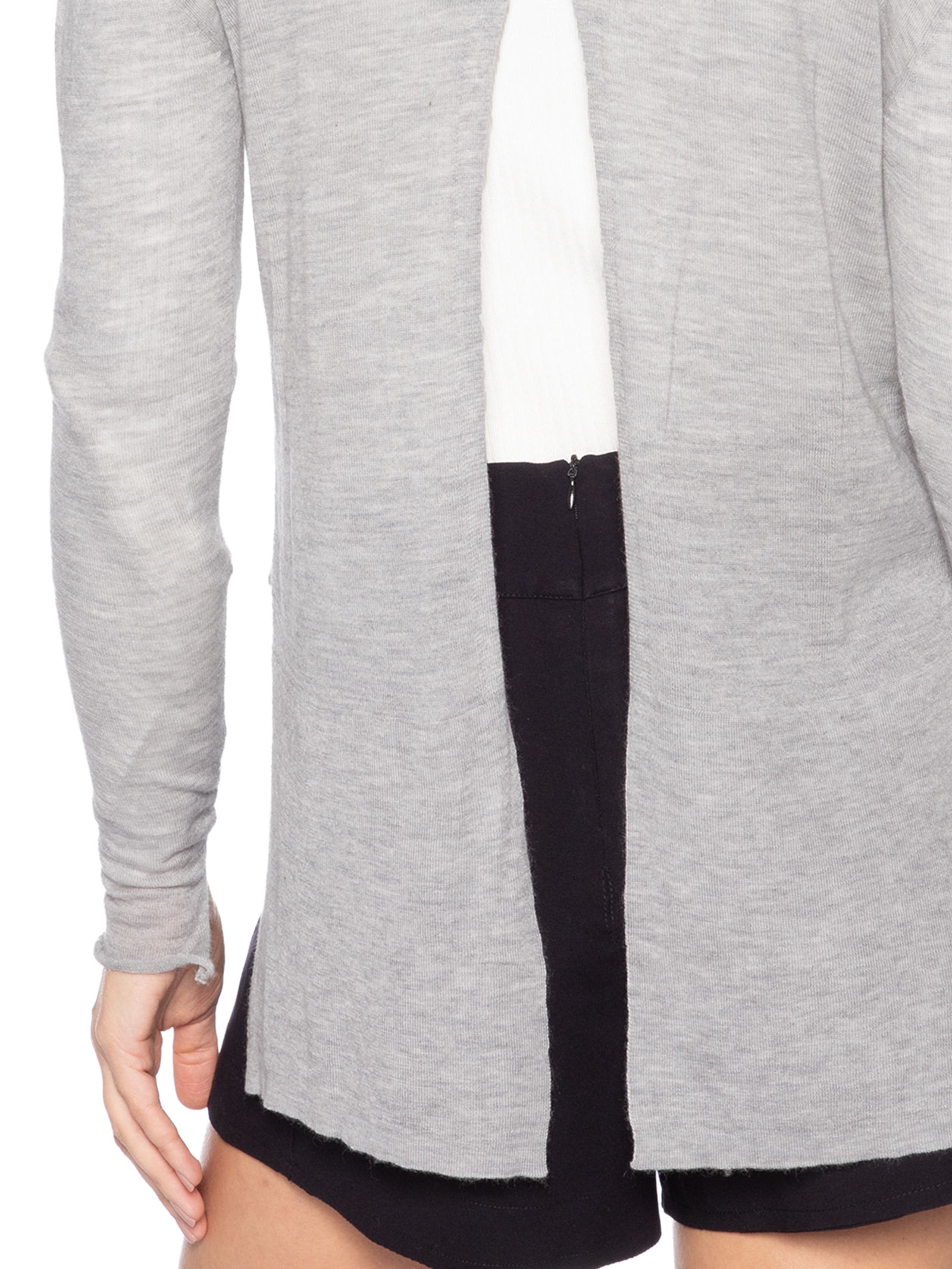 Cardigan Feminino Fenda Puro Cashmere Light Cinza '2Essential