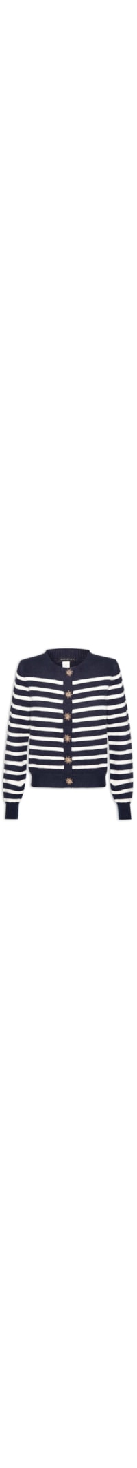 Cardigan Feminino Listrado Em Tricot - Azul
