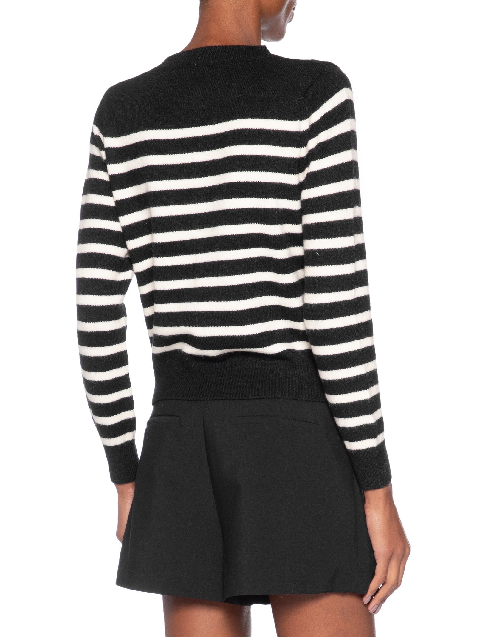 Cardigan Feminino Listrado Em Tricot  Preto Market 33