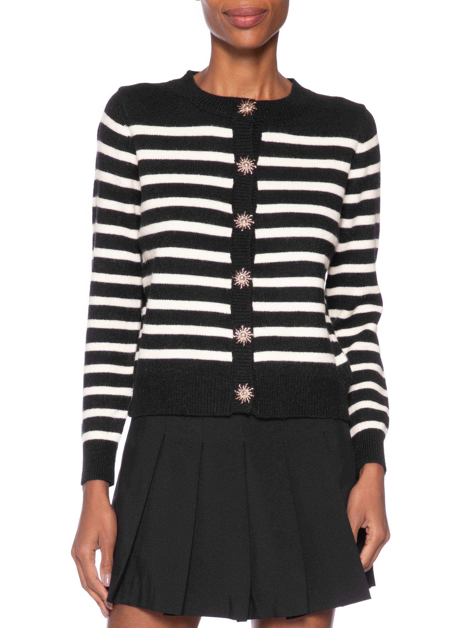 Cardigan Feminino Listrado Preto Market 33