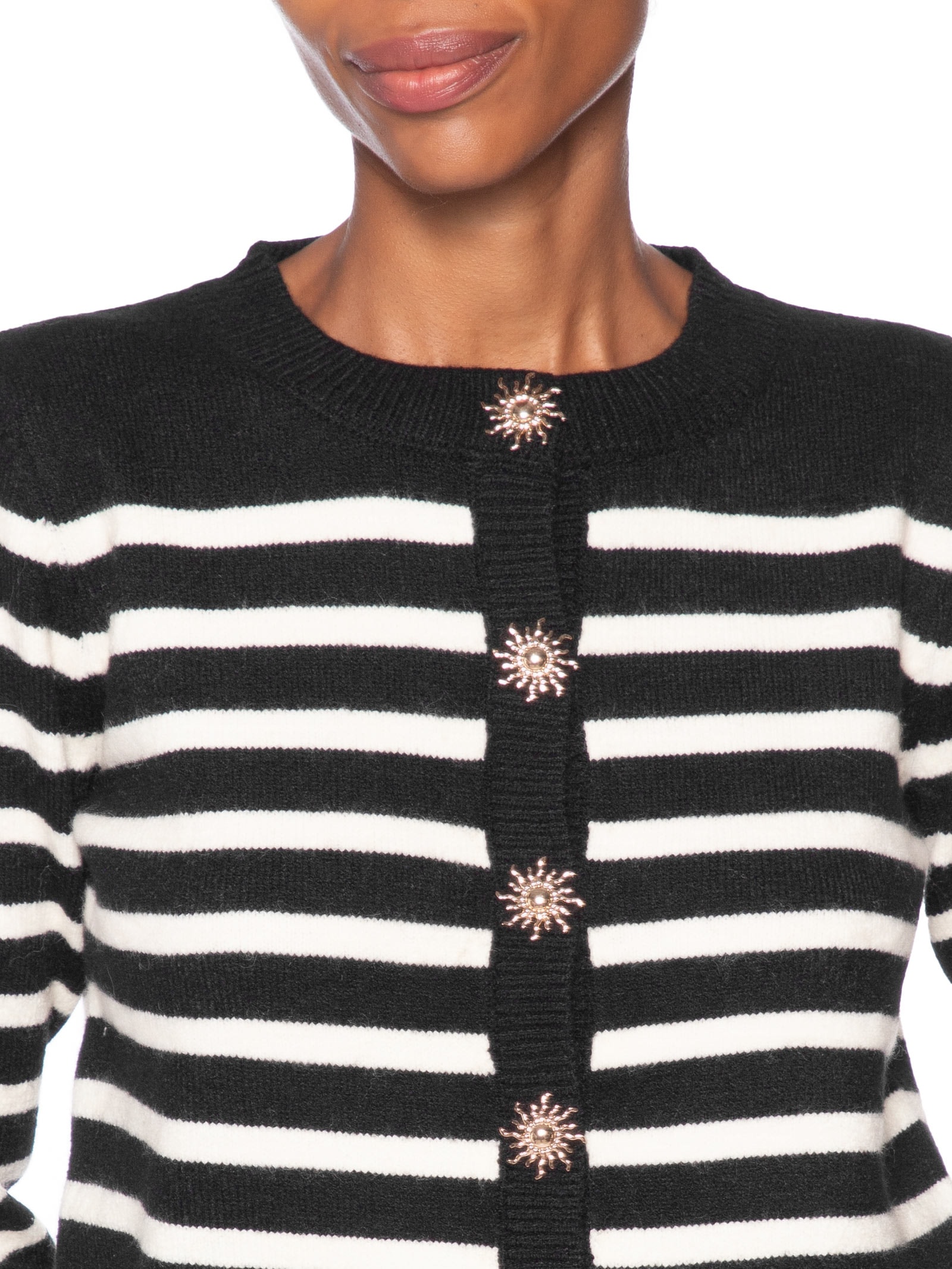 Cardigan Feminino Listrado Preto Market 33