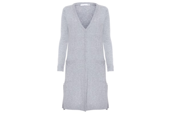 Cardigan Feminino Longo Puro Cashmere - Cinza
