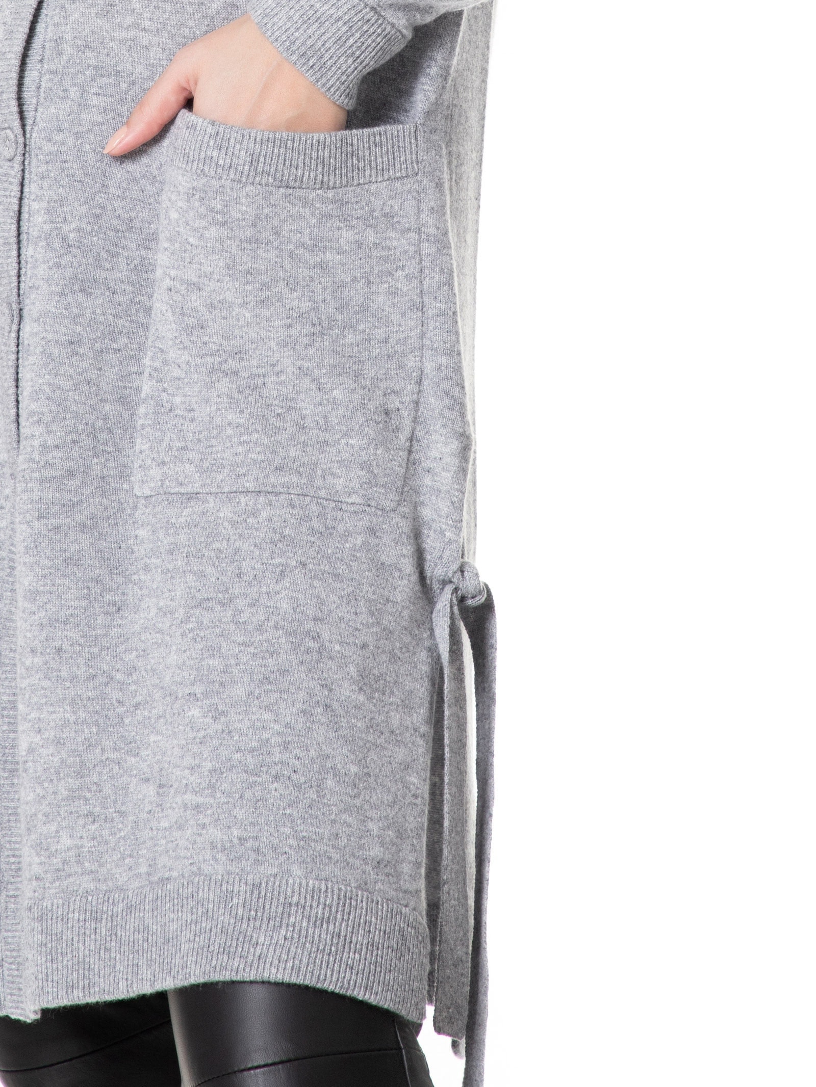 Cardigan Feminino Longo Puro Cashmere Cinza '2Essential
