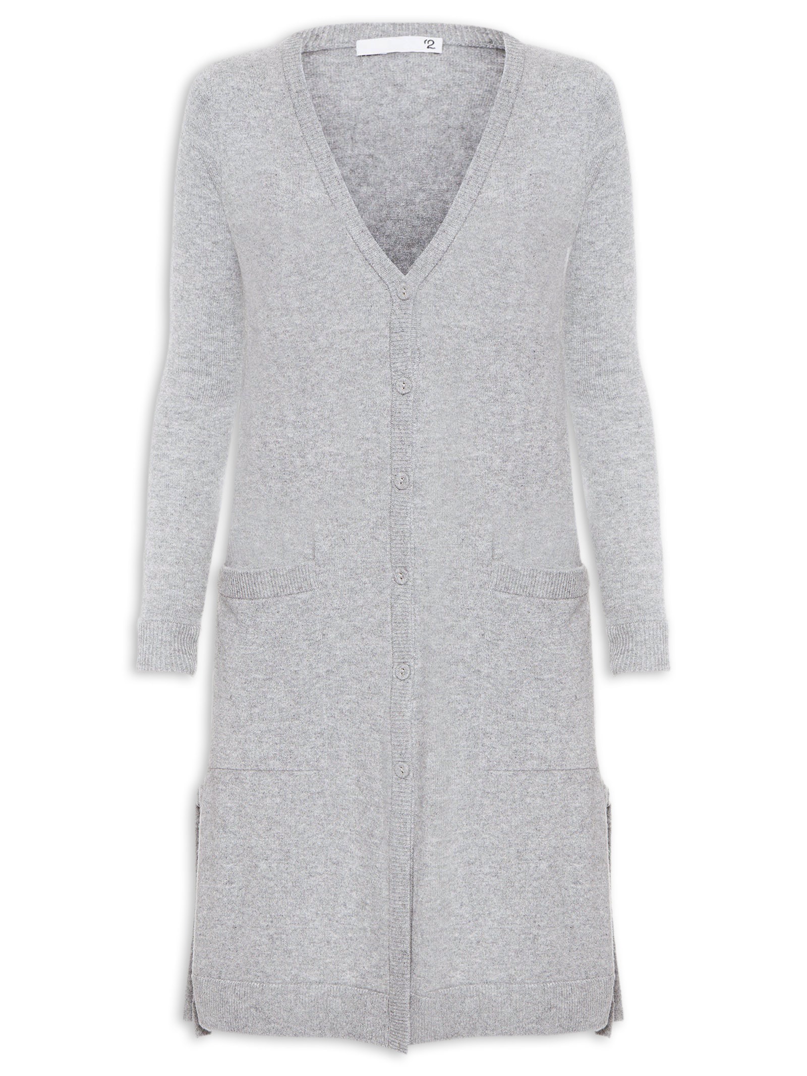 Cardigan Feminino Longo Puro Cashmere Cinza '2Essential